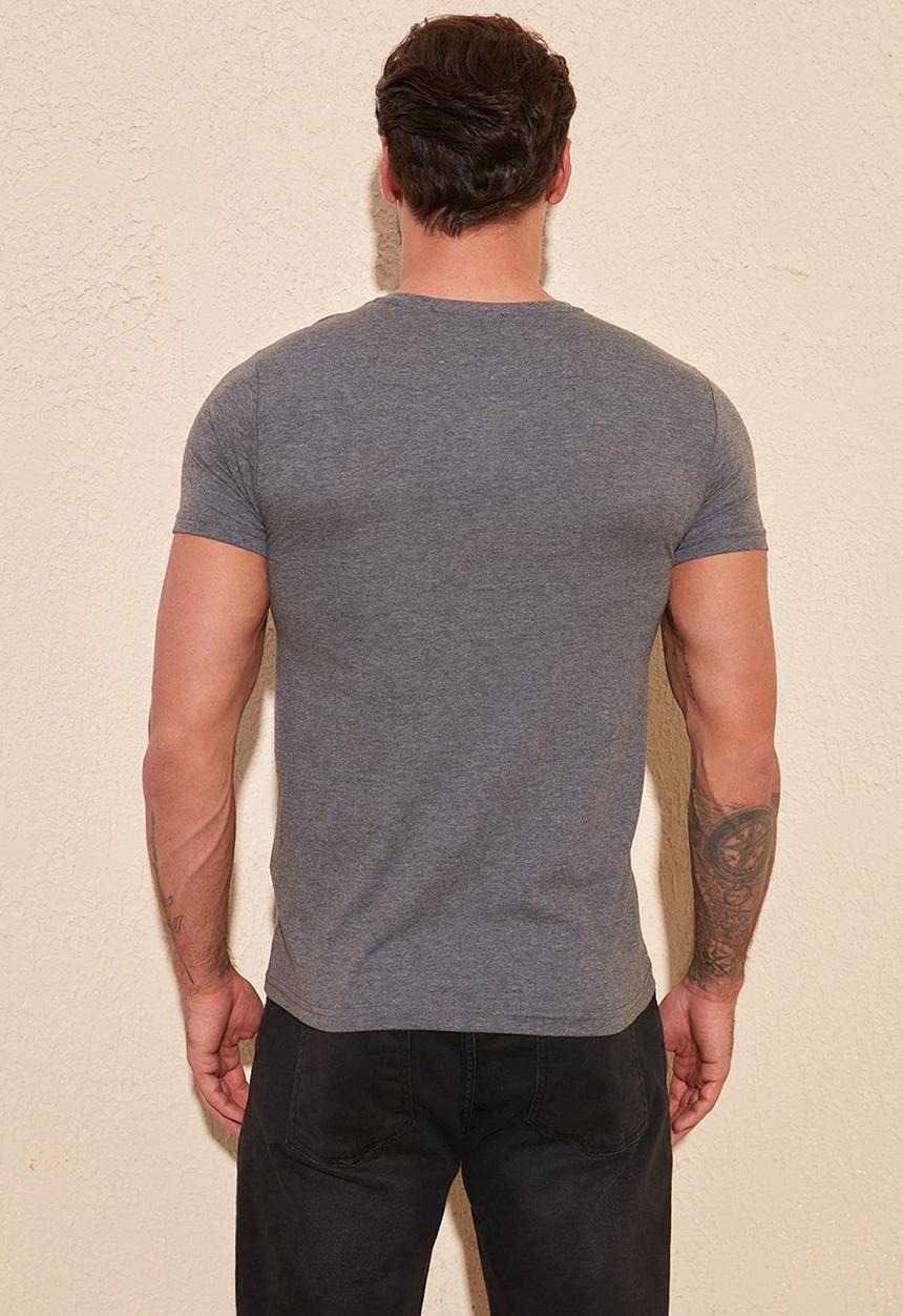 Trendyol - Chest stripe short sleeve tee - anthracite