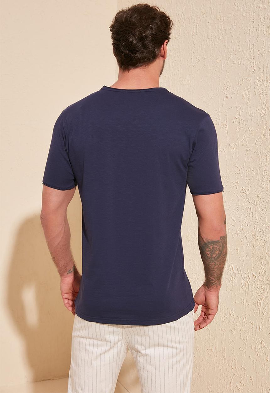 Trendyol - Raw edge short sleeve tee - navy