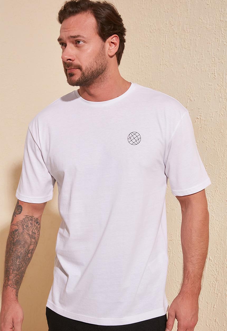Trendyol - Back vertical print short sleeve tee - white