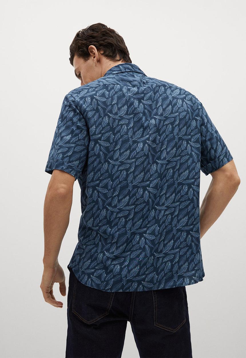 MANGO - Shirt leaf - navy