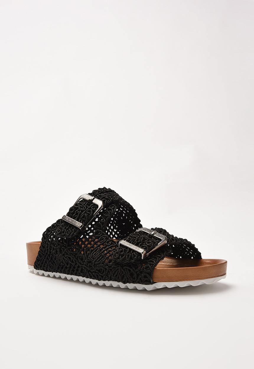 Trendyol - Croche double buckle slide - black