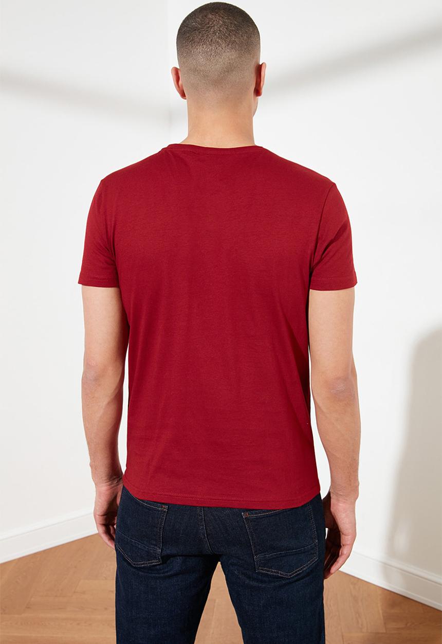 Trendyol - Gus v-neck short sleeve tee - burgundy