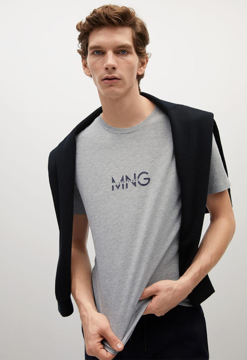 MANGO - T-shirt logohe-h - grey