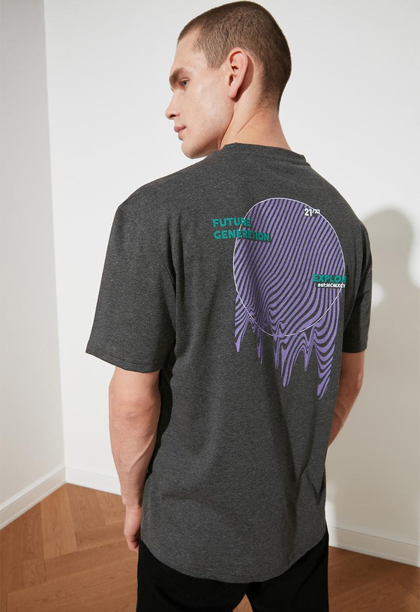 Trendyol - Back printed short sleeve tee - anthracite