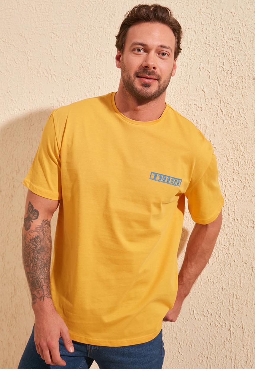 Trendyol - Arrows back print short sleeve tee - mustard