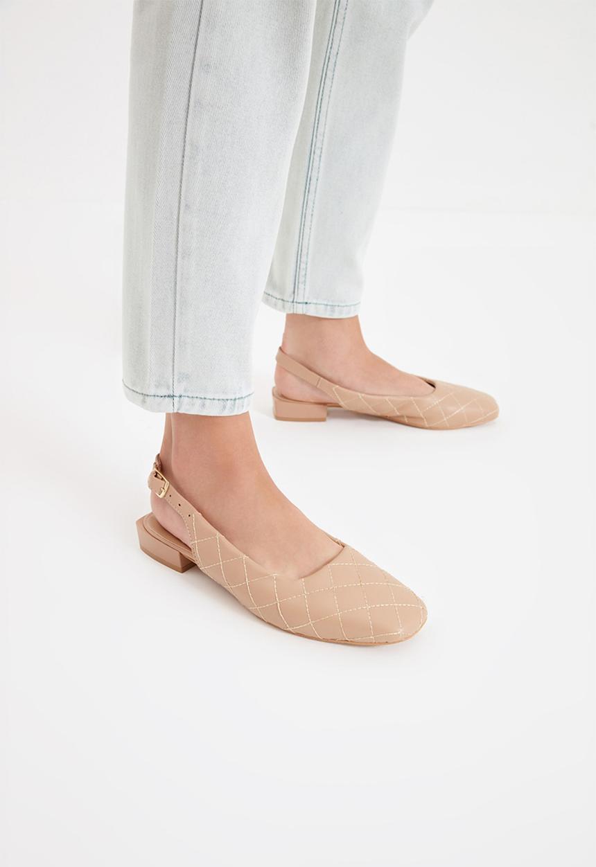 Trendyol - Qulited slingback ballet - tobacco