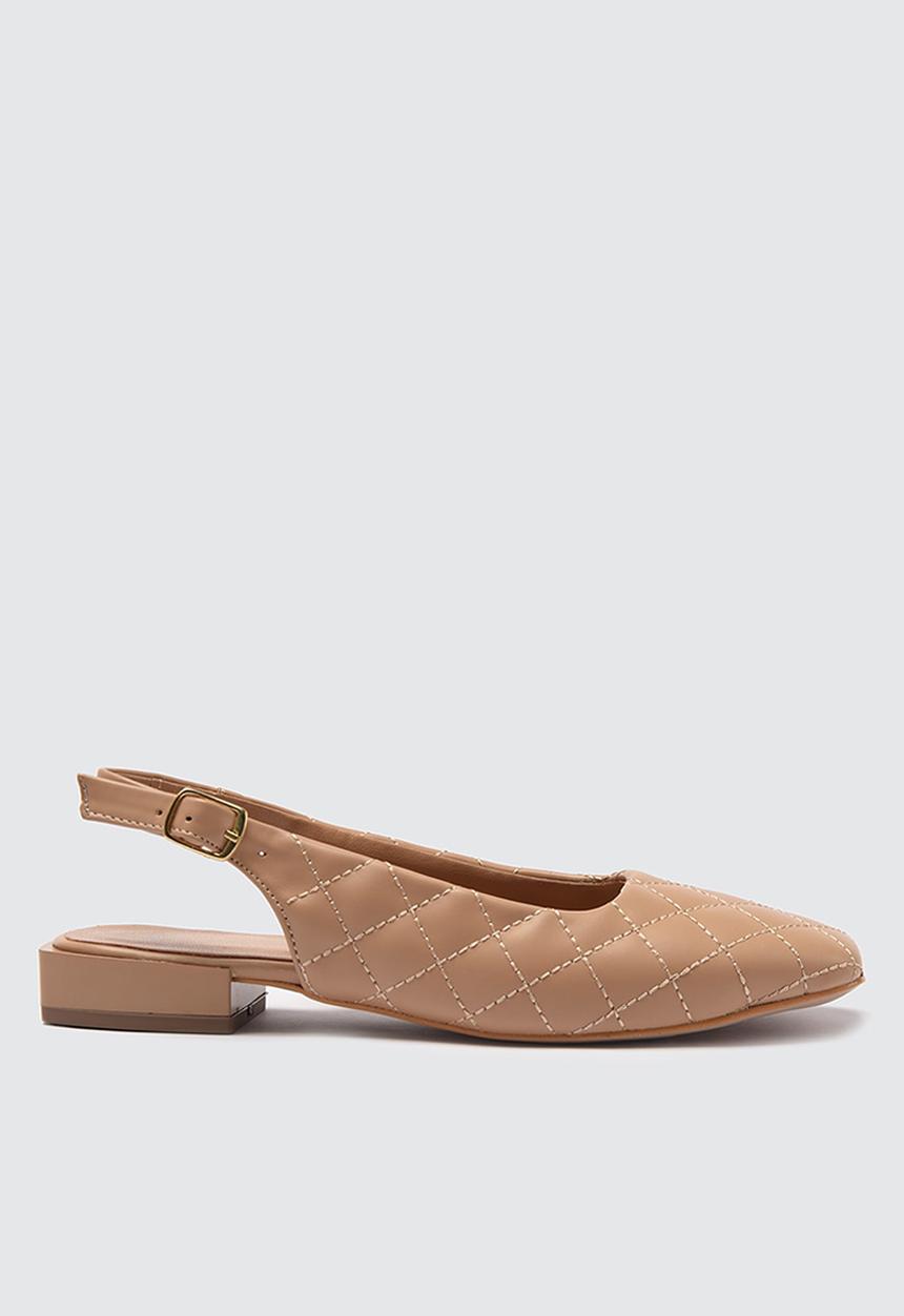 Trendyol - Qulited slingback ballet - tobacco