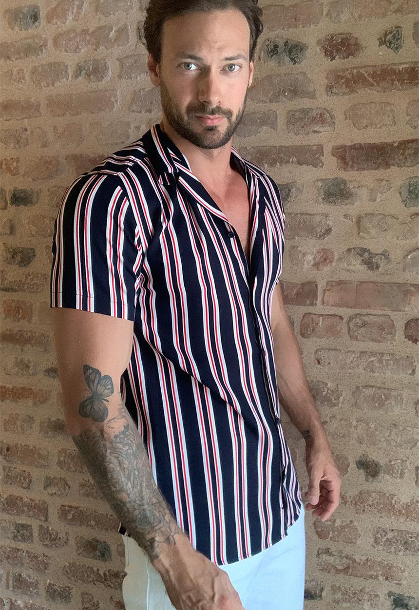 Trendyol - Multi vertical stripe short sleeve shirt - multi
