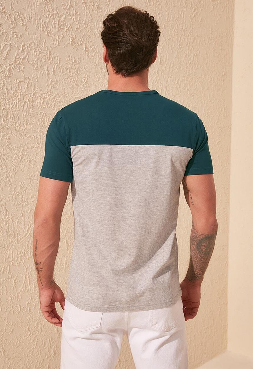 Trendyol - Stripe short sleeve tee - emrald green