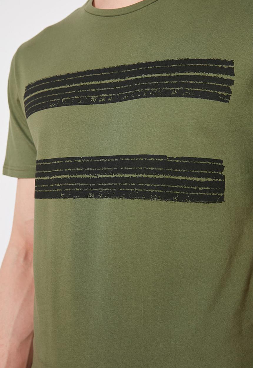 Trendyol - Chest stripe short sleeve tee - khaki