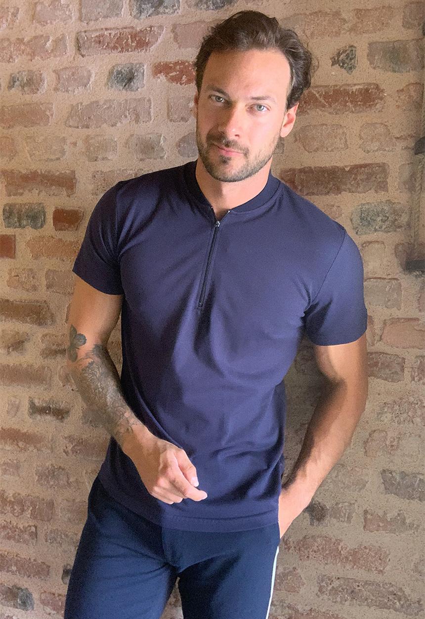 Trendyol - Quarter zip short sleeve tee - navy