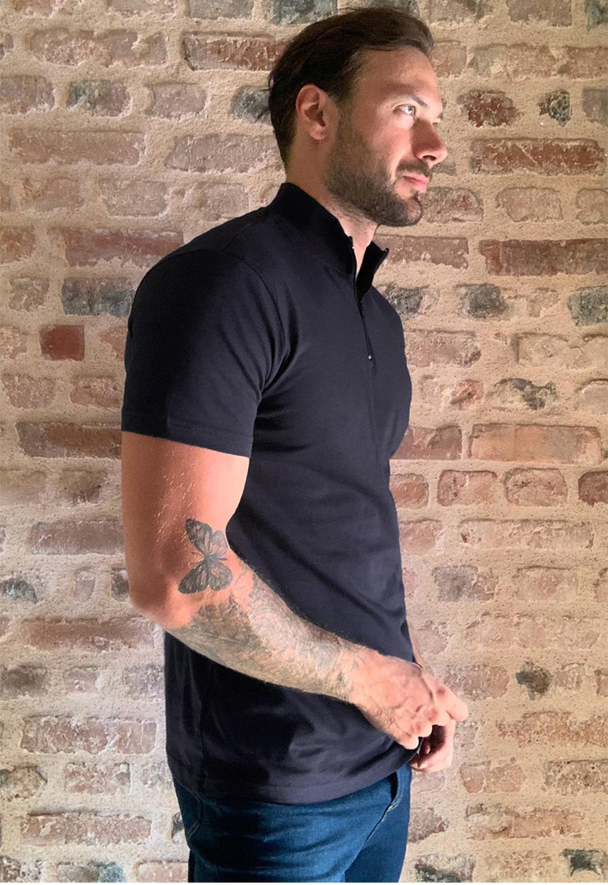 Trendyol - High neck quarter zip tee - navy