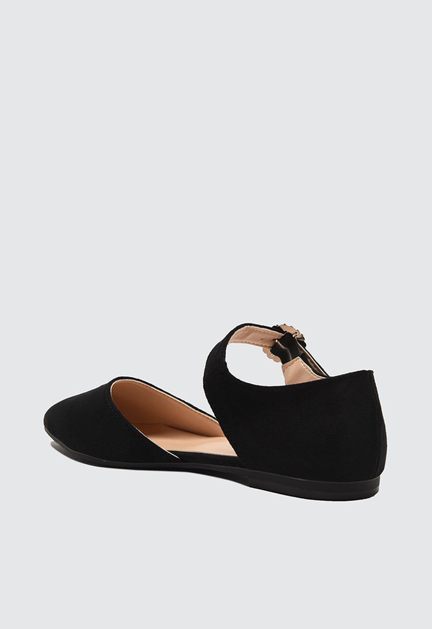 Trendyol - Pointed ankle strap ballet - black