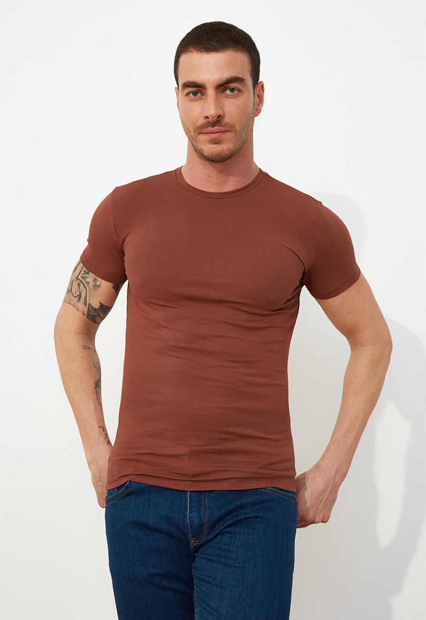 Trendyol - Slim fit short sleeve tee - brown