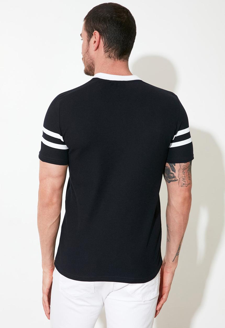 Trendyol - Stripe sleeve short sleeve golfer - navy