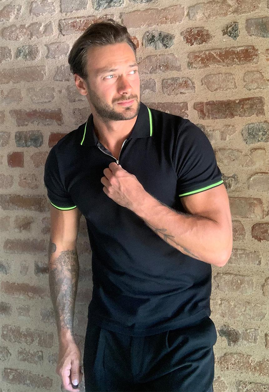 Trendyol - Quarter zip short sleeve golfer - black