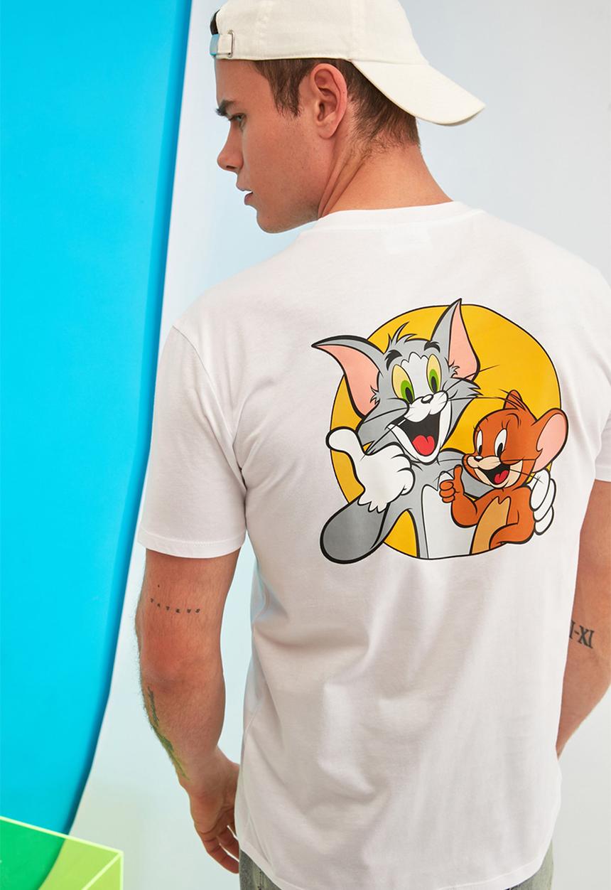 Trendyol - Tom & jerry printed short sleeve tee - white
