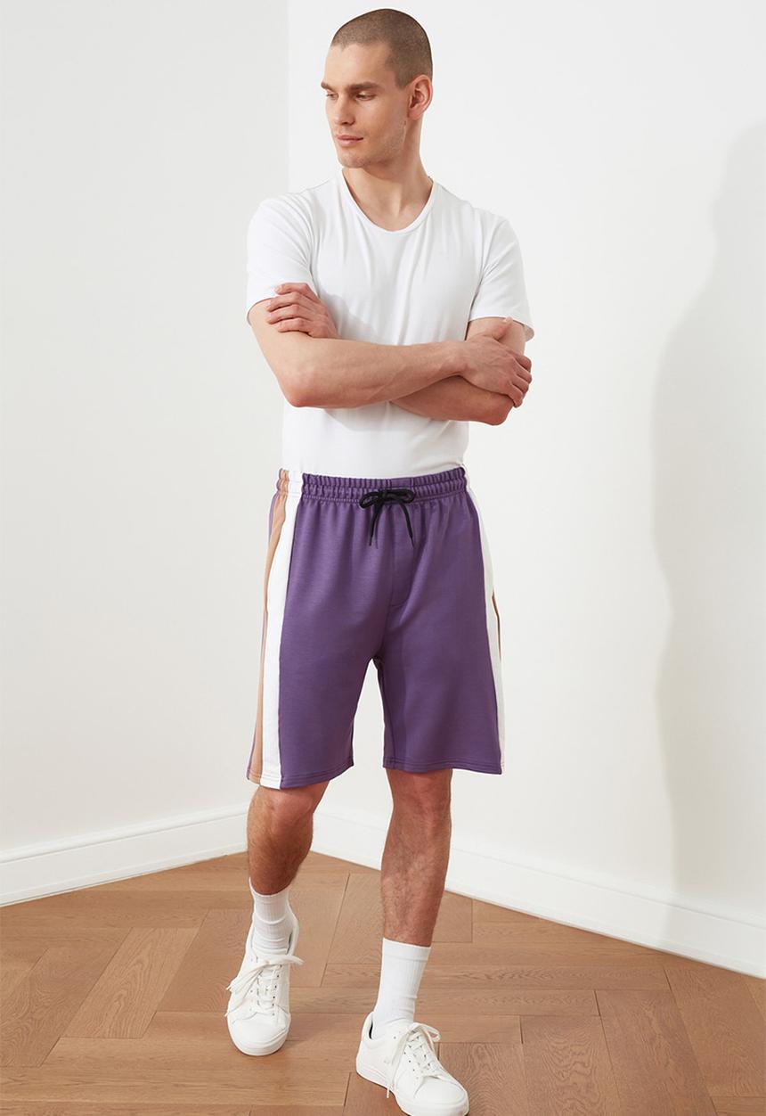 Trendyol - Colour block side stripe shorts - purple