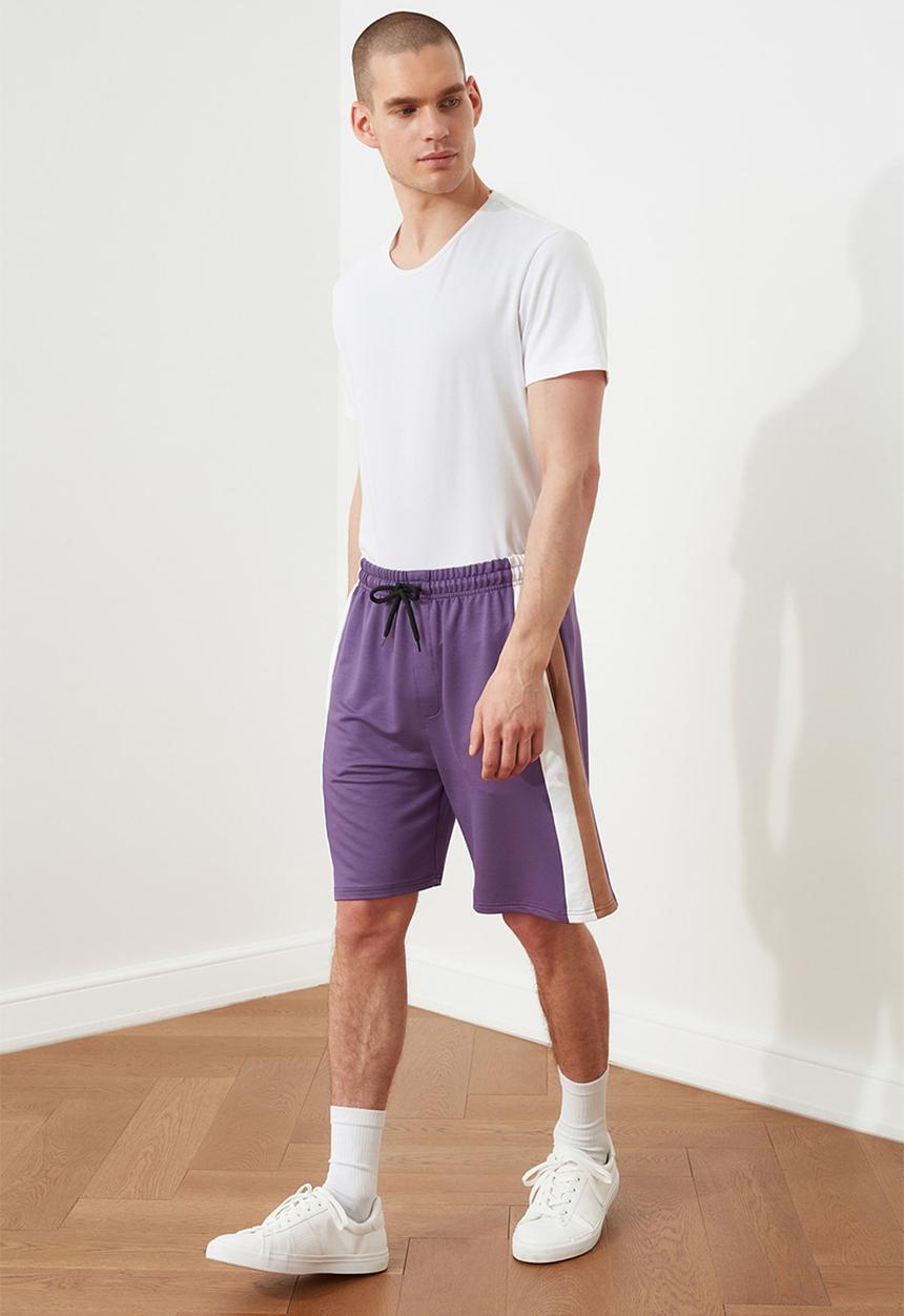 Trendyol - Colour block side stripe shorts - purple
