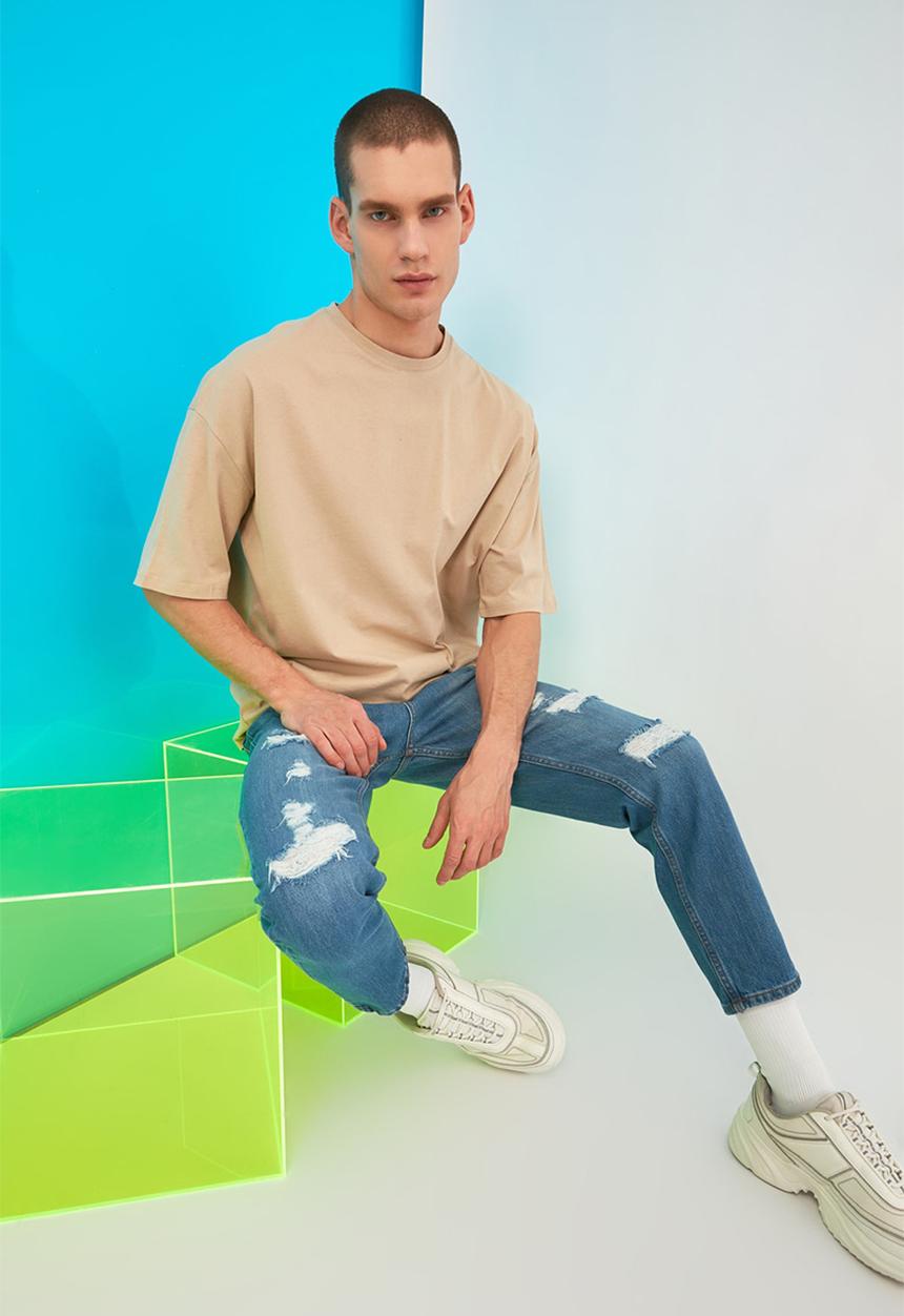 Trendyol - Mountains back print short sleeve tee - stone