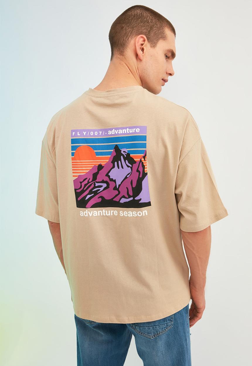 Trendyol - Mountains back print short sleeve tee - stone