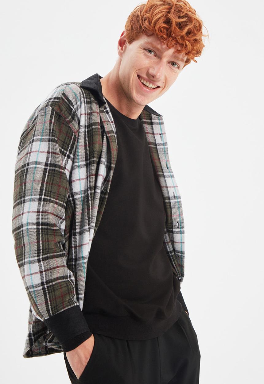Trendyol - Check long sleeve shirt - khaki