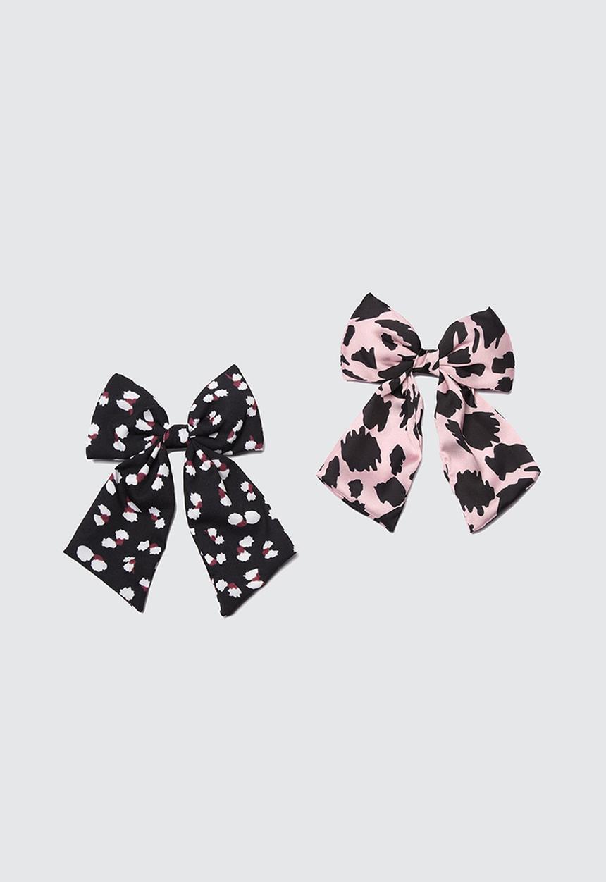 Trendyol - Dot print 2 pack hair clips - black & pink