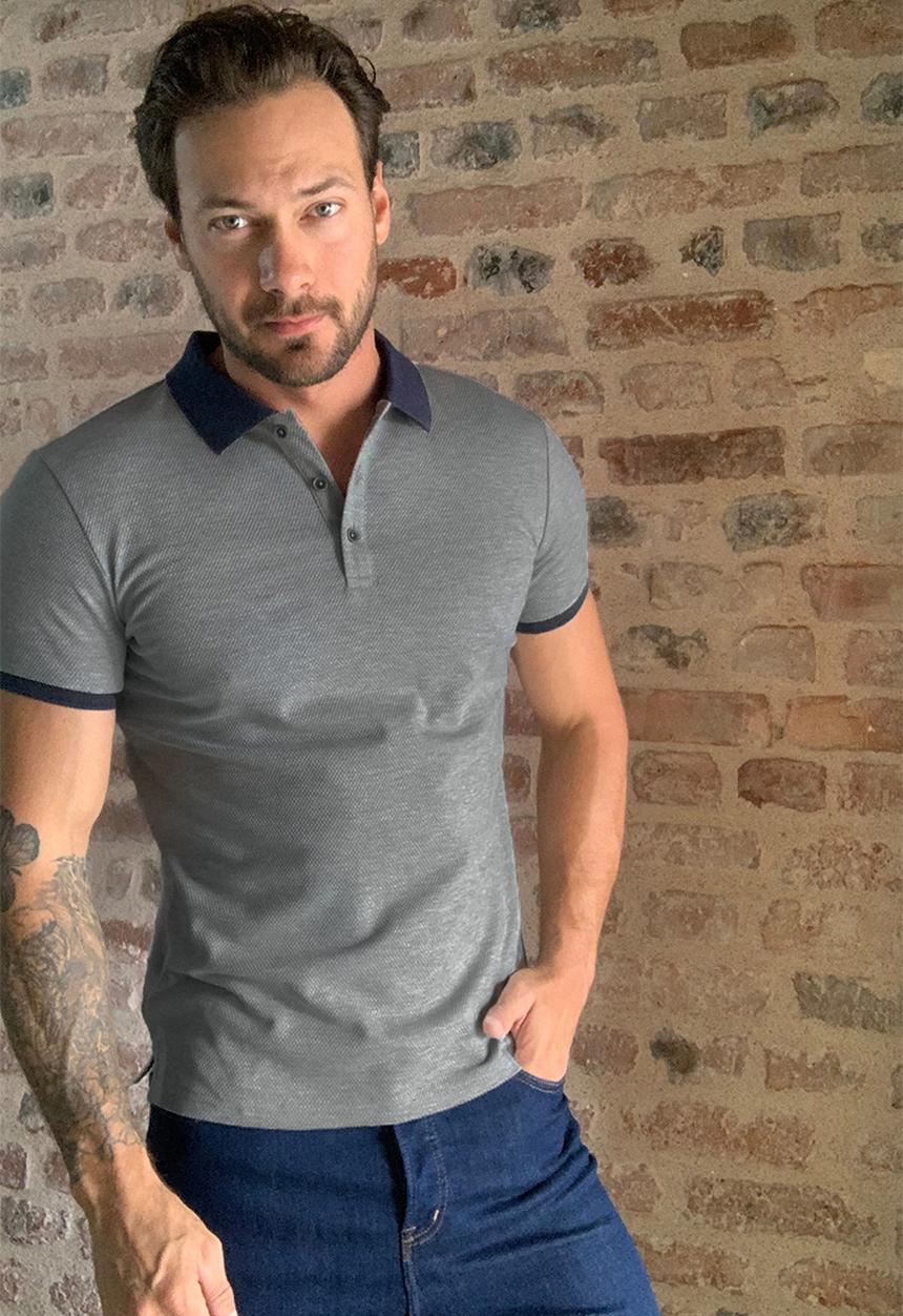 Trendyol - Contrast collar short sleeve golfer - grey