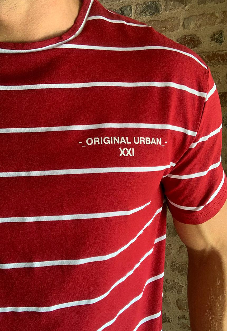 Trendyol - Steve wide stripe short sleeve tee - burgundy