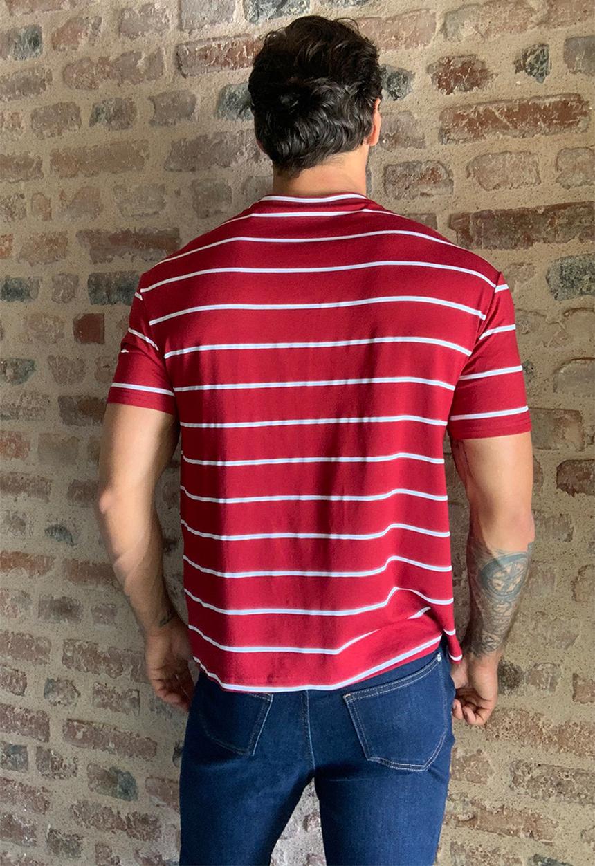 Trendyol - Steve wide stripe short sleeve tee - burgundy