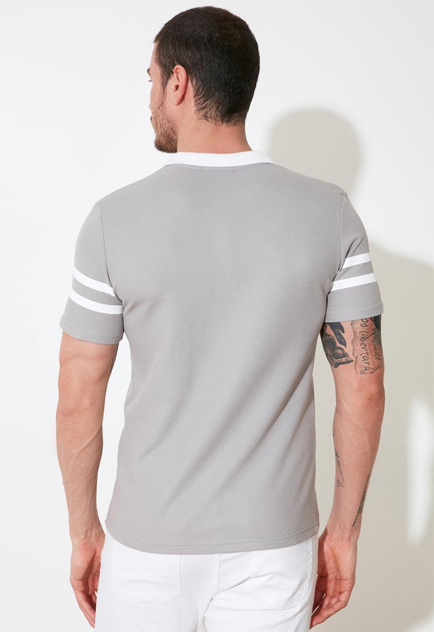 Trendyol - Stripe sleeve short sleeve golfer - grey