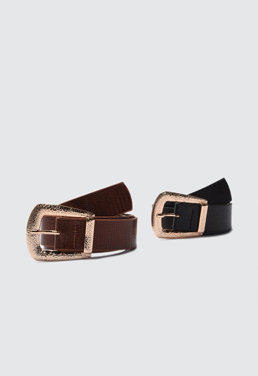 Trendyol - 2 Pack belts - brown & black