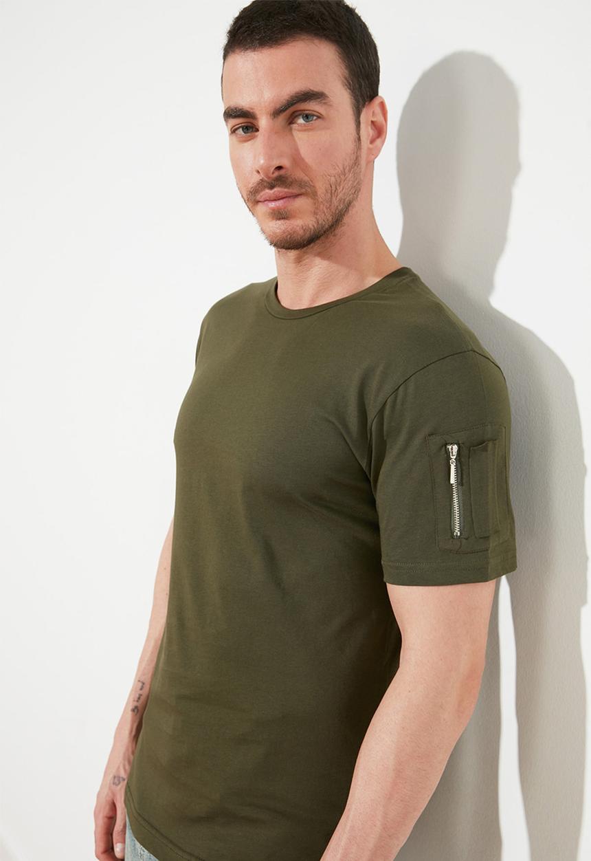 Trendyol - Sleeve pocket tee - khaki