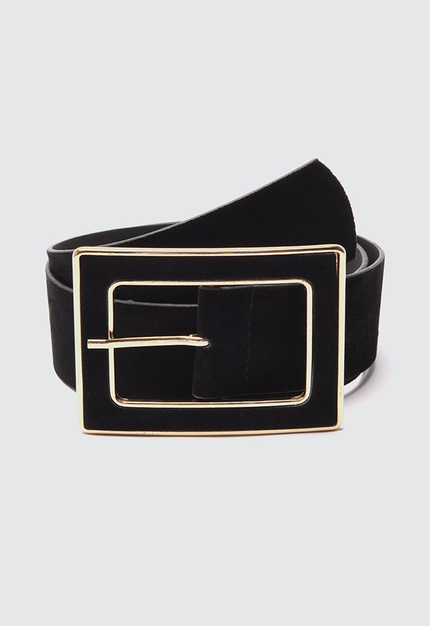 Trendyol - Gold rim buckle belt - black