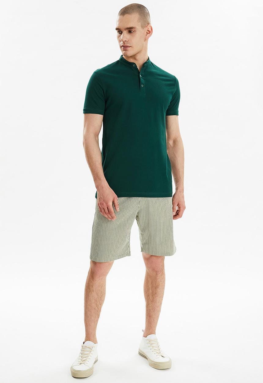 Trendyol - Grandpa collar short sleeve golfer - emerald green