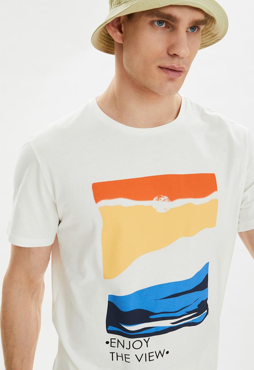 Trendyol - Sun view printed short sleeve tee - ecru
