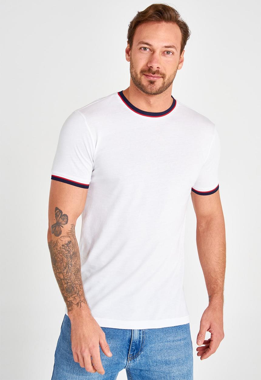 Trendyol - Contrast crew neck short sleeve tee - white
