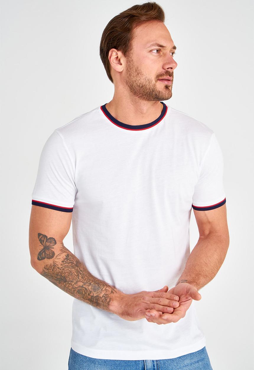 Trendyol - Contrast crew neck short sleeve tee - white