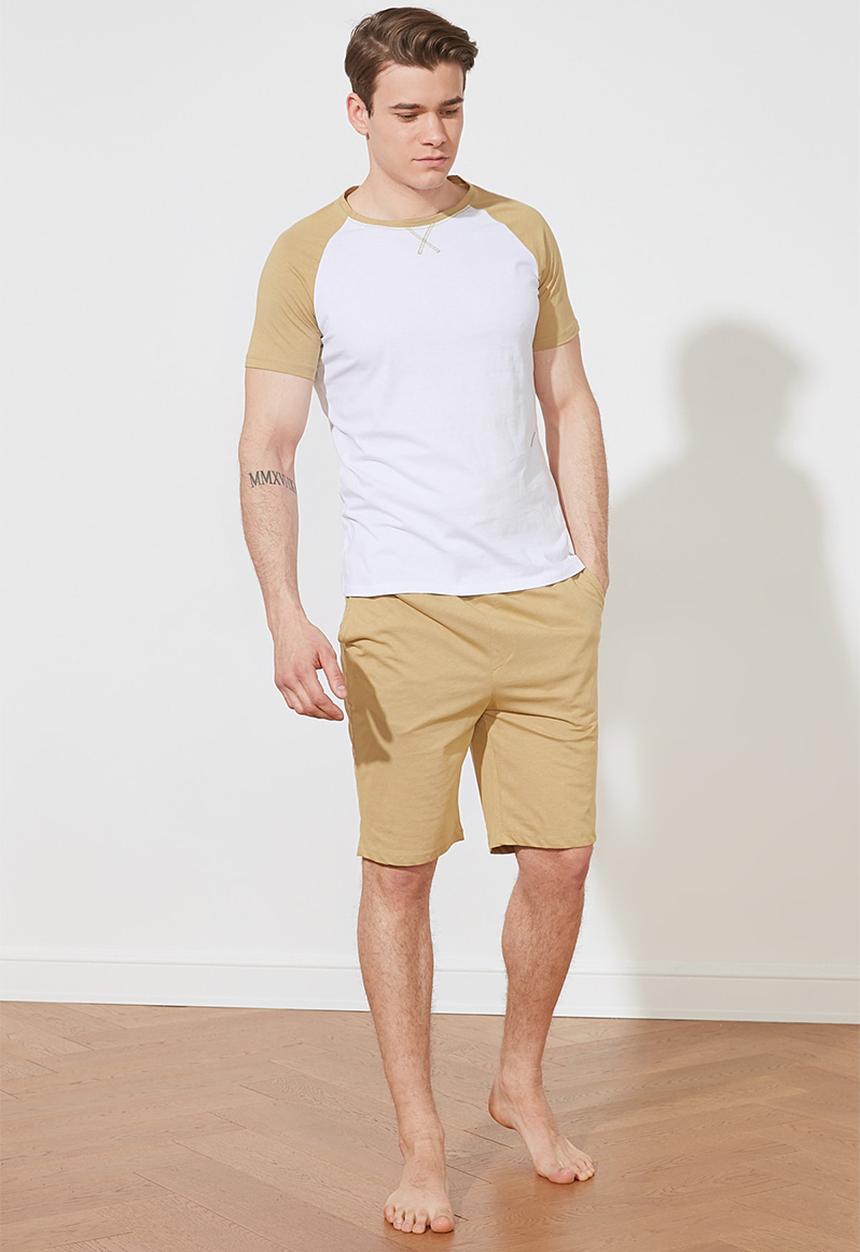 Trendyol - Raglan short sleeve top & shorts sleep set - beige