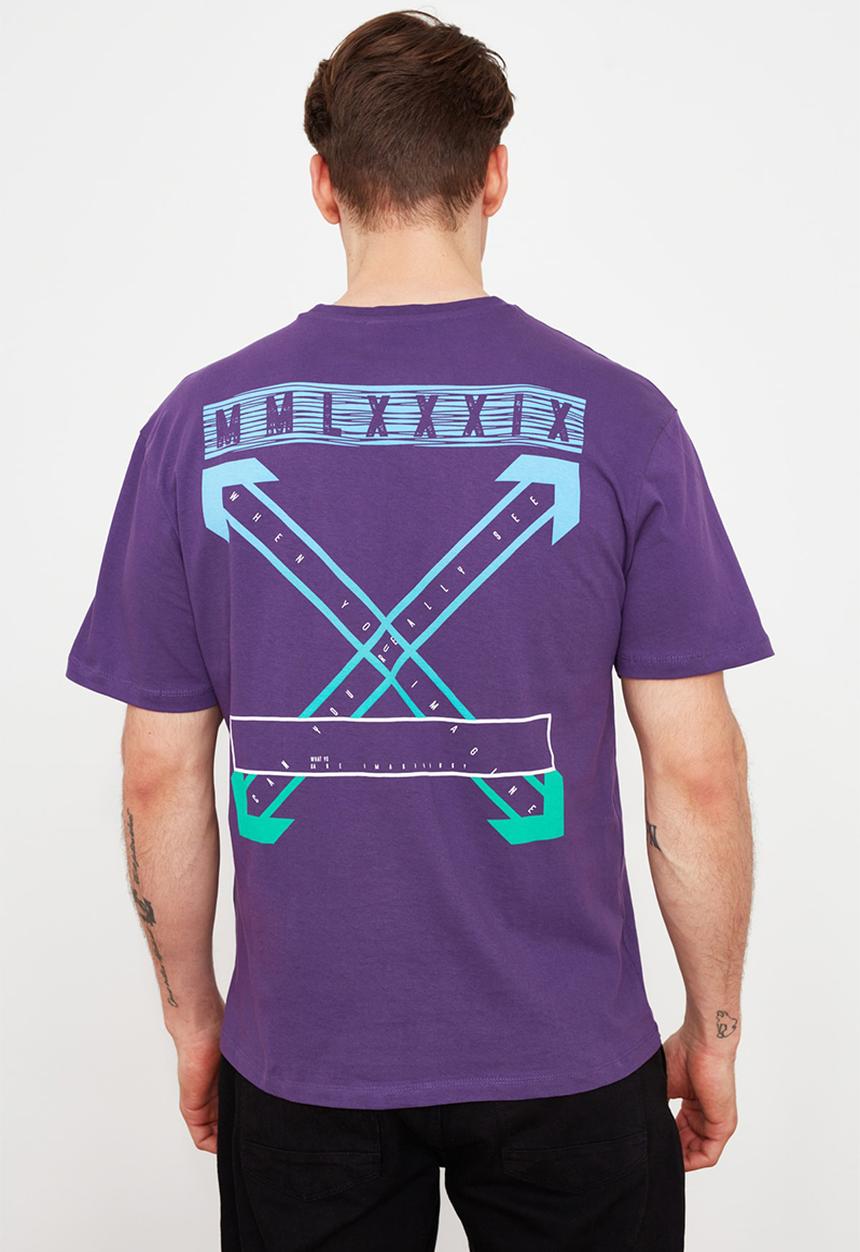 Trendyol - Arrows back print short sleeve tee - purple