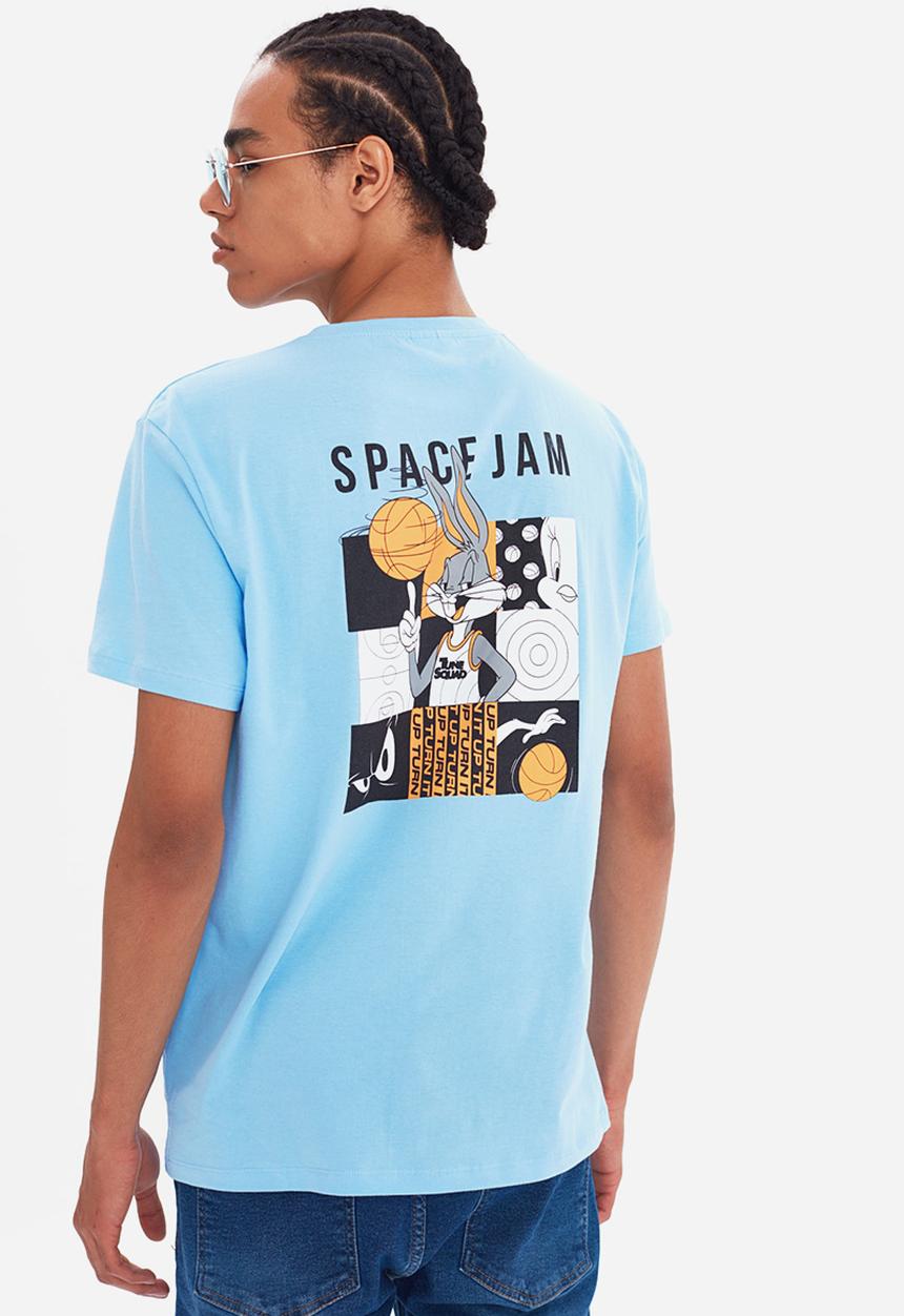 Trendyol - Space jam back print short sleeve tee - blue