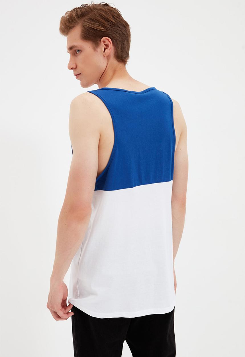 Trendyol - Colour block chest pocket sleeveless tee - blue