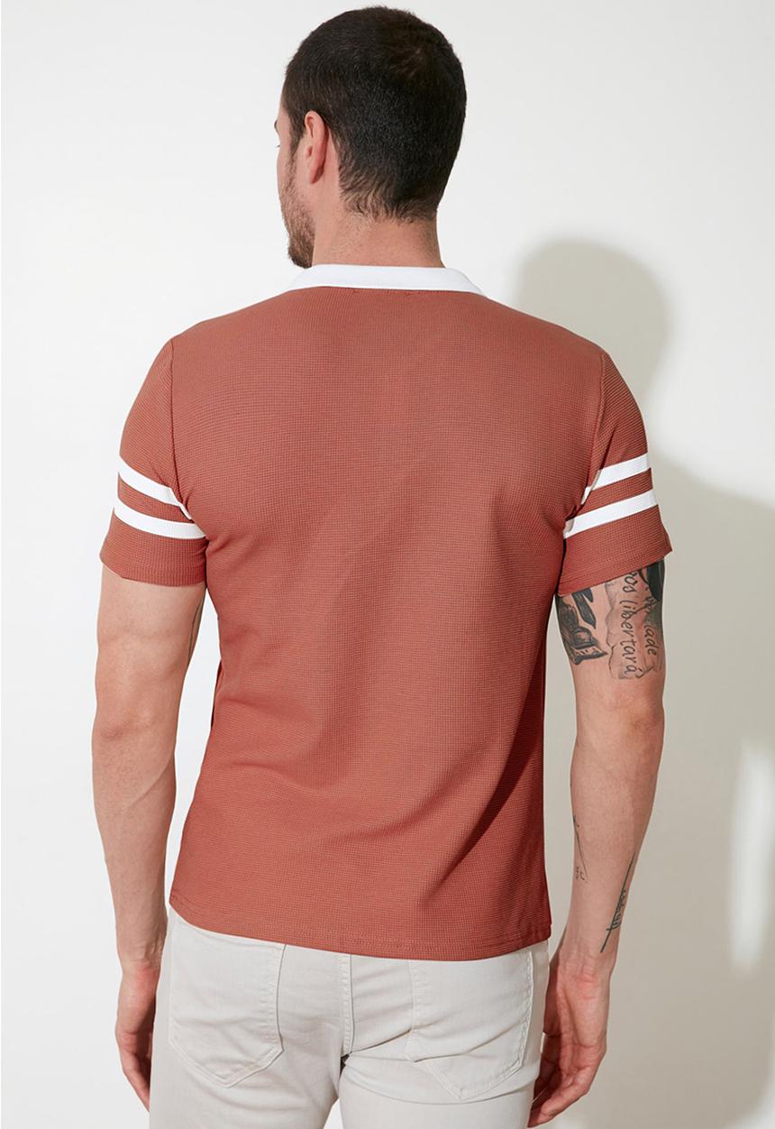 Trendyol - Stripe sleeve short sleeve golfer - rose