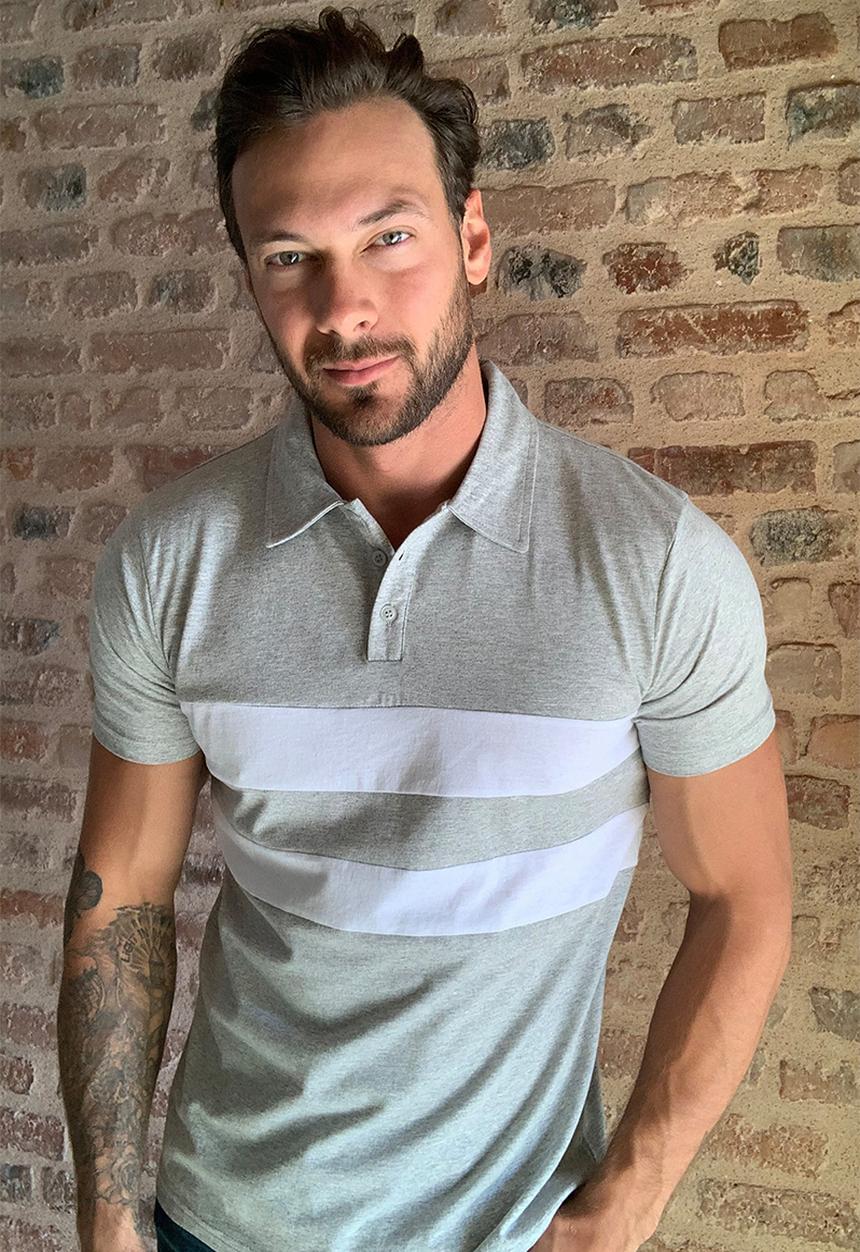 Trendyol - Contrast stripe short sleeve golfer - grey