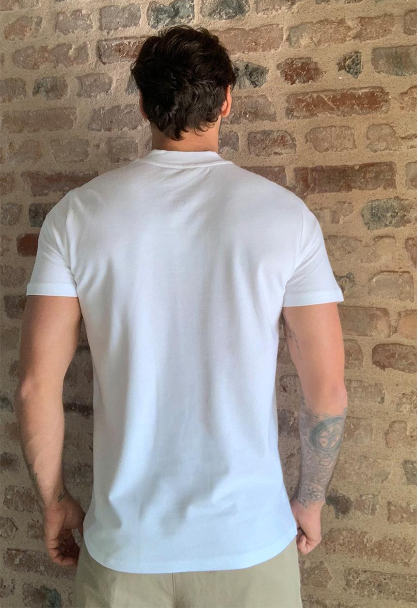 Trendyol - Quarter zip short sleeve tee - white