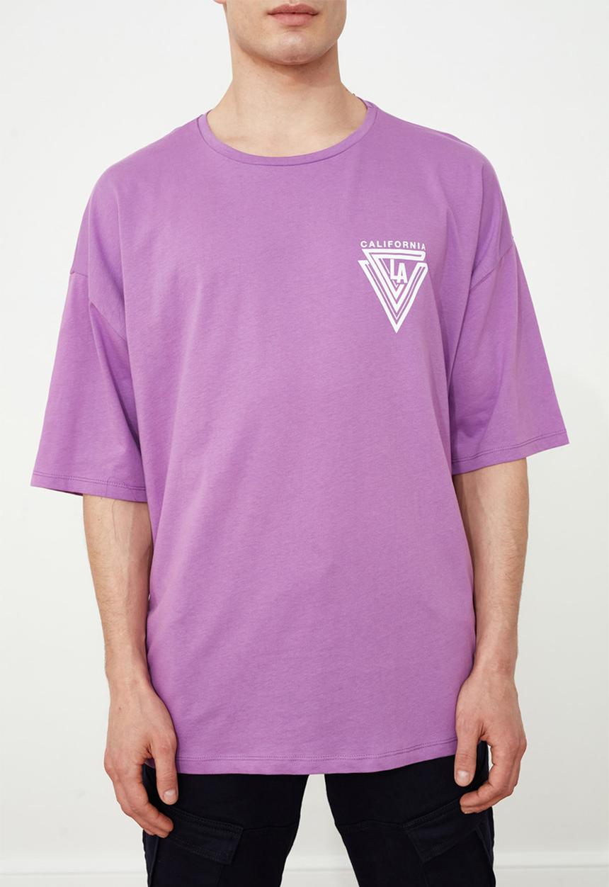 Trendyol - Triangle chest print short sleeve tee - purple