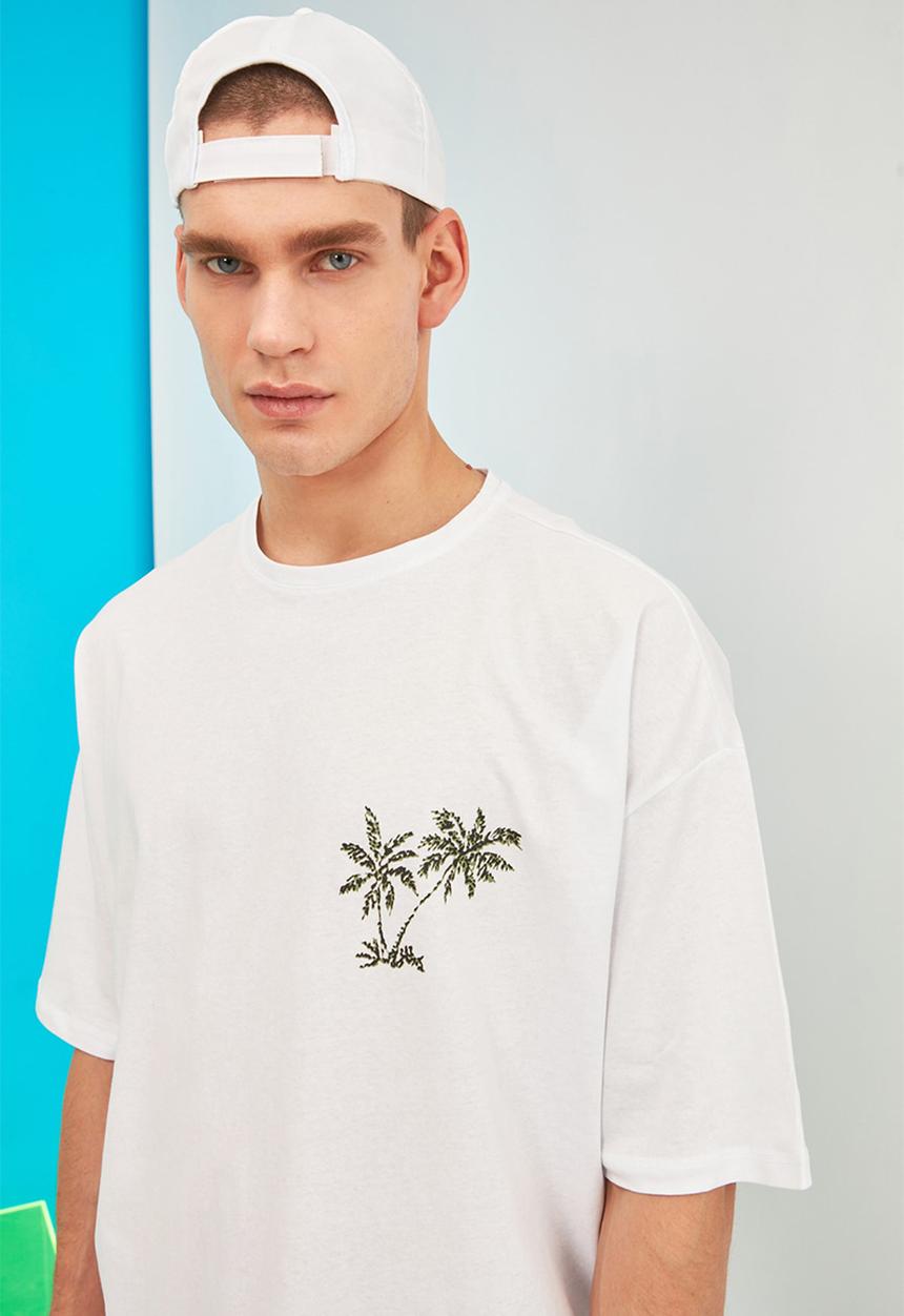 Trendyol - Hello summer printed short sleeve tee - white