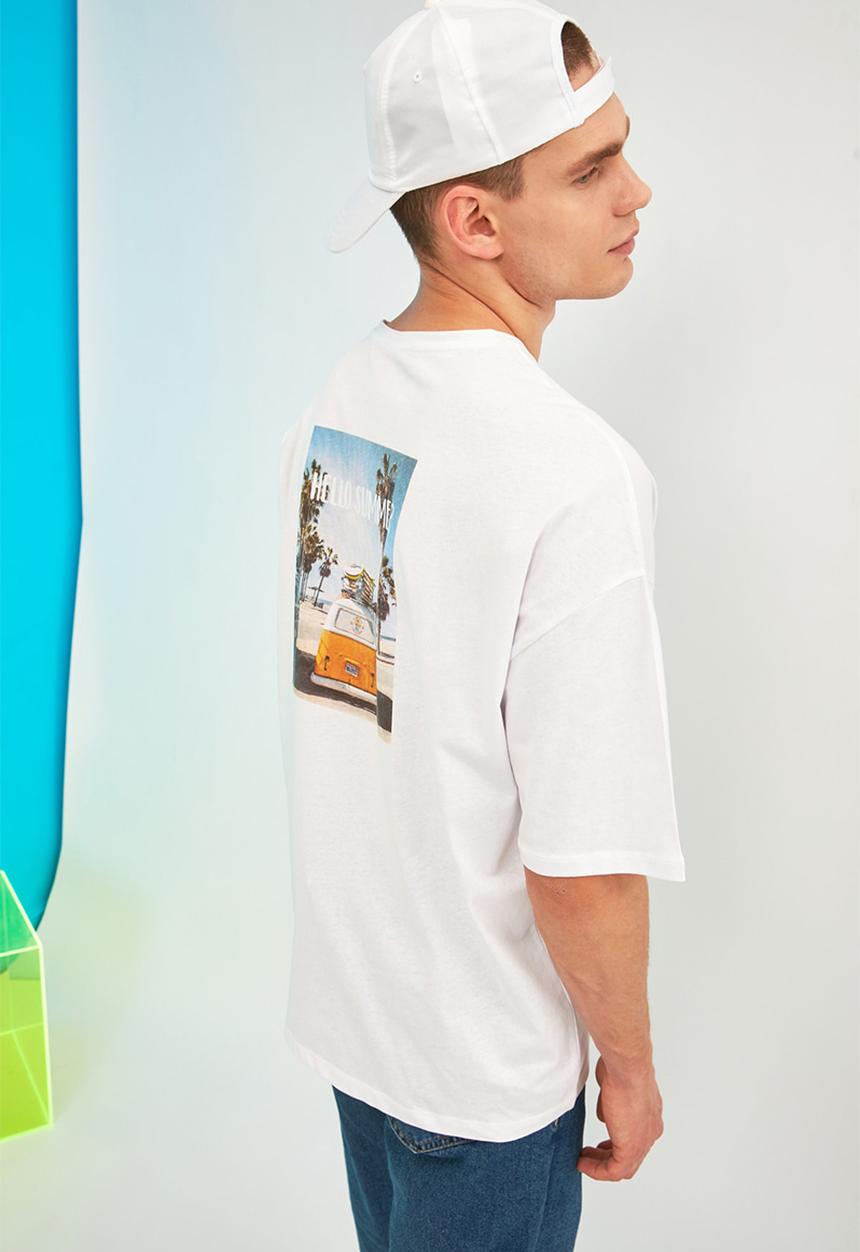 Trendyol - Hello summer printed short sleeve tee - white