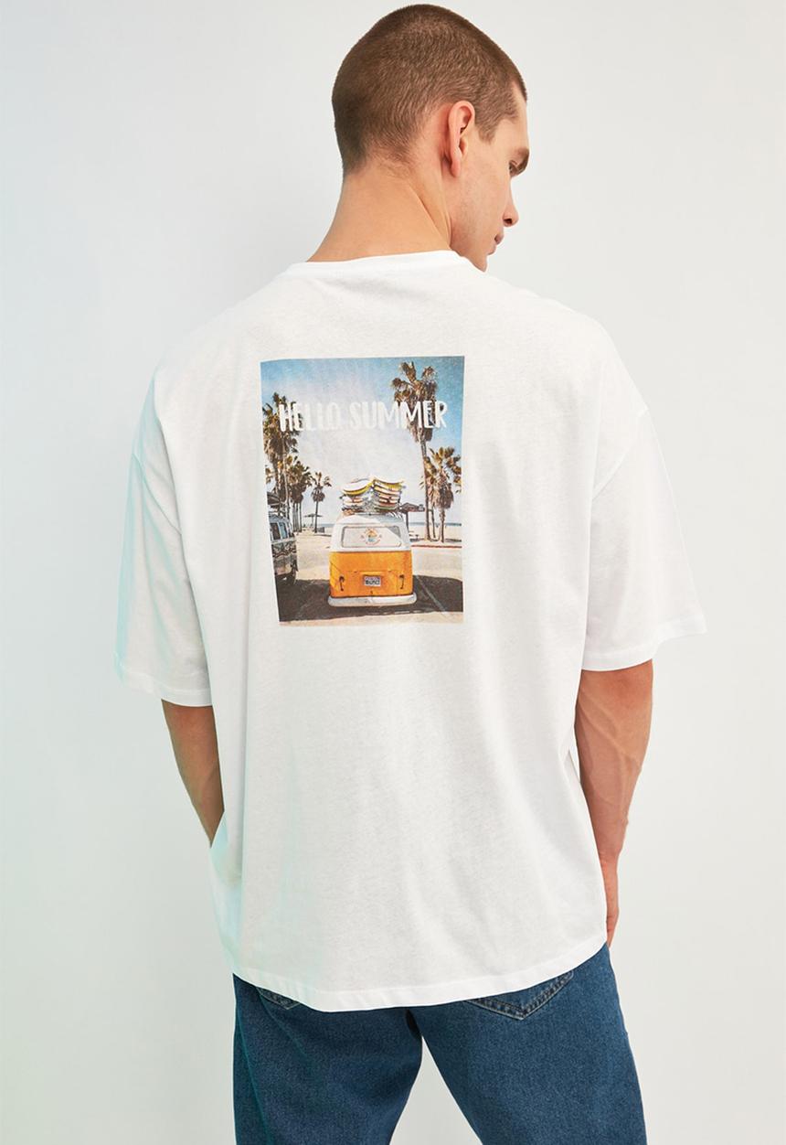 Trendyol - Hello summer printed short sleeve tee - white