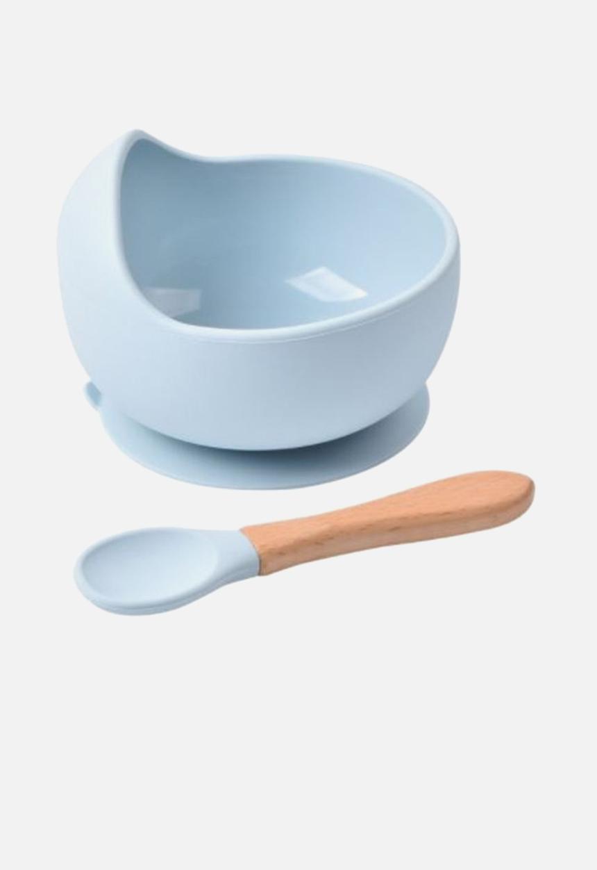 Sixth Floor - Silicone baby suction bowl & baby spoon - powder blue